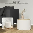thumbnail image 4 of HOMCOM Round Storage Ottoman Coffee Table with Flip Top Tray, Cream White, 4 of 8