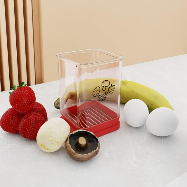 Taza rebanadora de frutas, cortador rápido para huevo de manzana, plátano y fresa, utensilio de cocina para cortar verduras de acero inoxidable