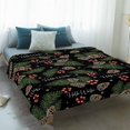 thumbnail image 4 of Pine Cones Blanket Soft Cozy Warm Throw Blanket for Couch, Plush Fuzzy Flannel Fleece Blankets for Sofa, Winter Berry Snowflakes Plants Black Bed Blankets Lightweight Gifts for Women, 50"x80", 4 of 9