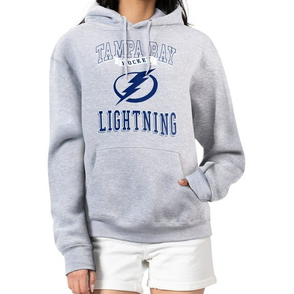 Women's G-III 4Her by Carl Banks Heather Gray Tampa Bay Lightning Team Logo Tri-Blend Fleece Pullover Hoodie