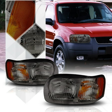Smoke Tinted Headlight Lamp Amber Turn Signal Reflector For 01 04 Smoke Tinted Headlight Lamp Amber Turn Signal Reflector For 01 04 Ford Escape 02 03