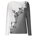 thumbnail image 6 of Trendy Tops for Women 2024 Work Petite Sweatshirt for Women Casual V Neck Long Sleeve Loose Flowers Sweatshirt, 6 of 6