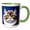 Green/White, variant on 3drose, Lovely Persian Cat Face on Blue. Digital Art. Elegant Gifts for Family, 11oz Mug
