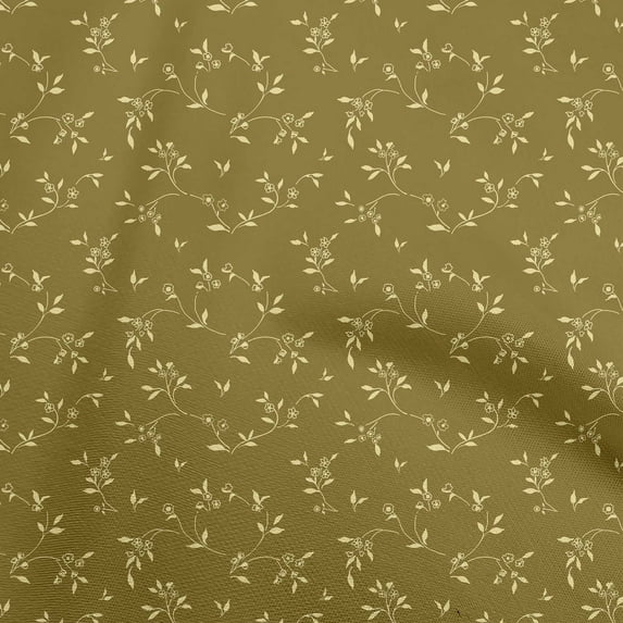 oneOone Cotton Poplin Dark Olive Green Fabric Floral Dress Material Fabric Print Fabric By The Yard 42 Inch Wide