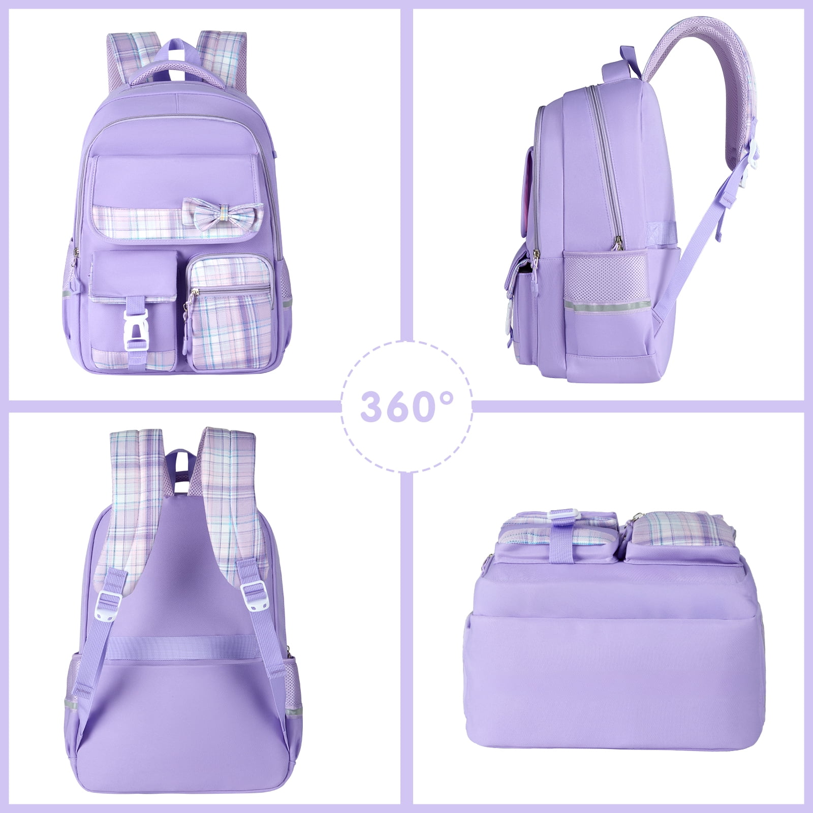 Gynky School Backpack School Bookbag for Middle School Students Book Bag for Elementary Primary Kawaii Backpack, Purple