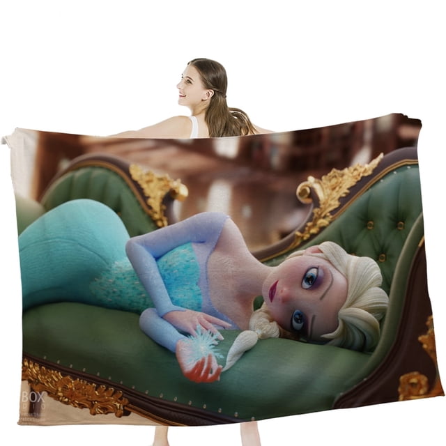 Manta de franela Hggkaie, manta con patrón de dibujos animados de Frozen, manta de felpa ligera y acogedora para cama, sofá, oficina, decoración y viajes, adolescentes (30 x 40 pulgadas) B2MT-233