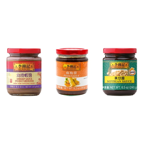 NineChef Brand Spoon Plus 3 Pack Lee Kum Kee Cooking Sauce, 3 Flavors(Finely Shrimp,Plum Sauce,Soybean Sauce)