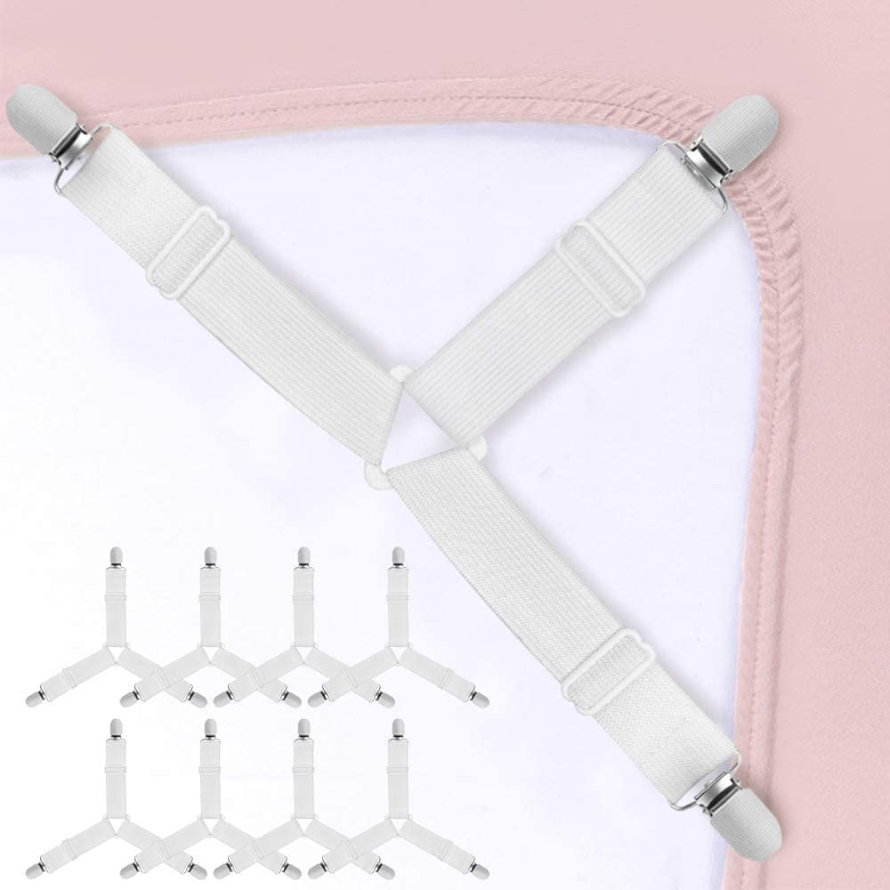 Bed Sheet Holder Straps Bedsheet Corners Fasteners with Durable Grippers 