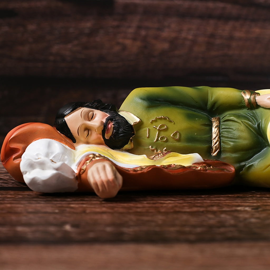 Oasiva 8 Inch Sleeping Statue Saint Catholic Religious Resin Garden Sculptures Gifts Home Desktop Ornaments