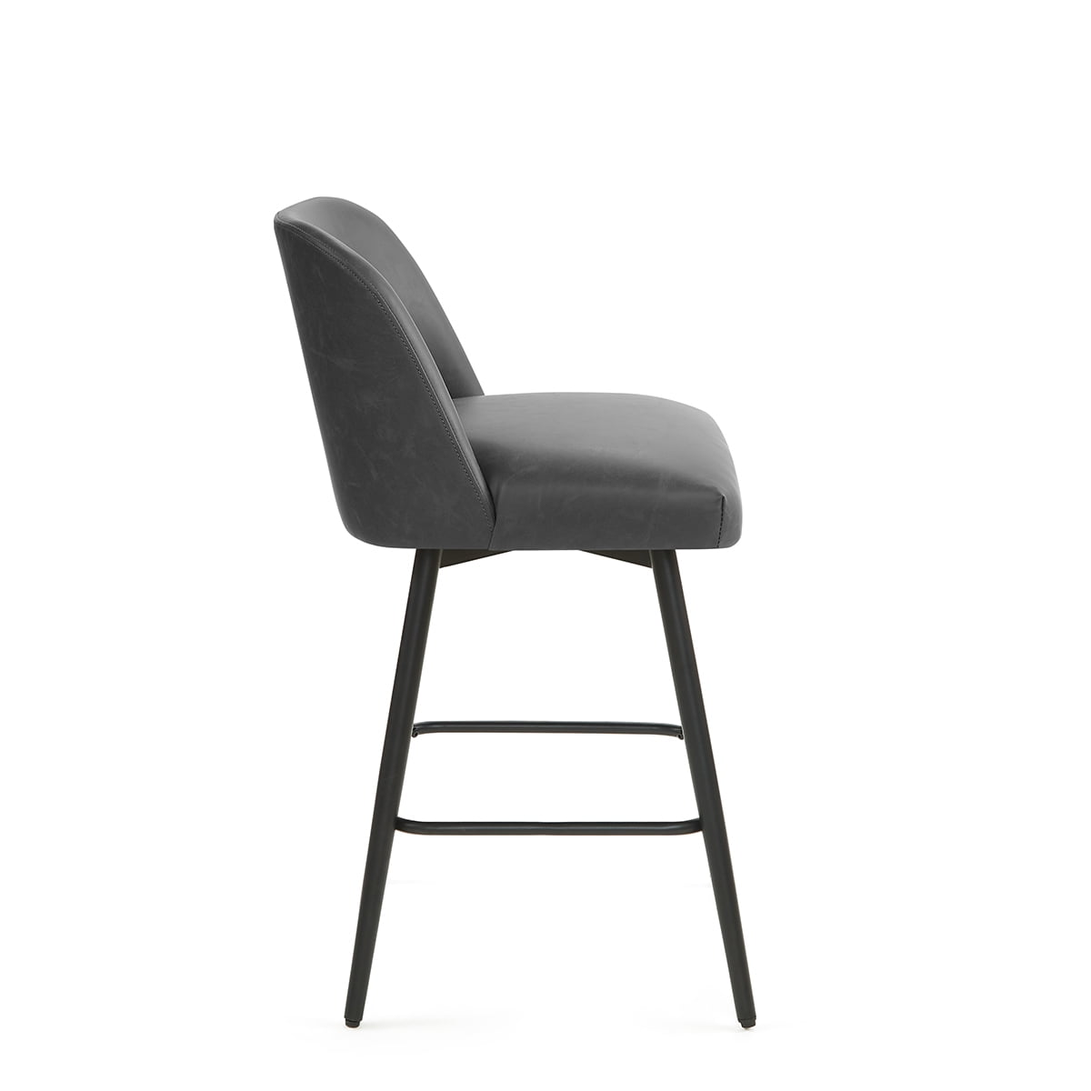 Modern Bar Stools Set of 4, 26" H Swivel Counter Height Barstools with High Backs, Kitchen Island Stools, For Bar & Home,Faux Leather, Grey