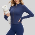 thumbnail image 7 of Women's Workout Jacket Long Sleeve Zip Up Yoga Cropped Jackets Athletic Slimming Fit Tops with Thumb Holes, 7 of 7