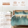 thumbnail image 6 of 3 Piece Modern Turquoise Gold Duvet Cover Set Full Size, Microfiber Comforter/Quilt Cover with Corner Ties and 2 Pillowcases, Abstract Teal Minimalist Art All Season Soft Bedding with Zipper Closure, 6 of 8