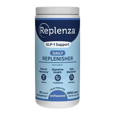 Replenza GLP-1 Support, Daily Replenisher, Supports Muscle Recovery, Digestive Health, Unflavored, 15 Servings