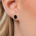 thumbnail image 3 of Gem Stone King 14K White Gold Black Onyx Double Notch Stud Earrings | 3.20 Cttw | Gemstone December Birthstone | Oval 8X6MM | Gold Earrings for Women Men, 3 of 6