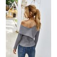 thumbnail image 2 of Women's Autumn and Winter Sexy Strapless Long Sleeve Solid Color T-shirt Loose Top, 2 of 2