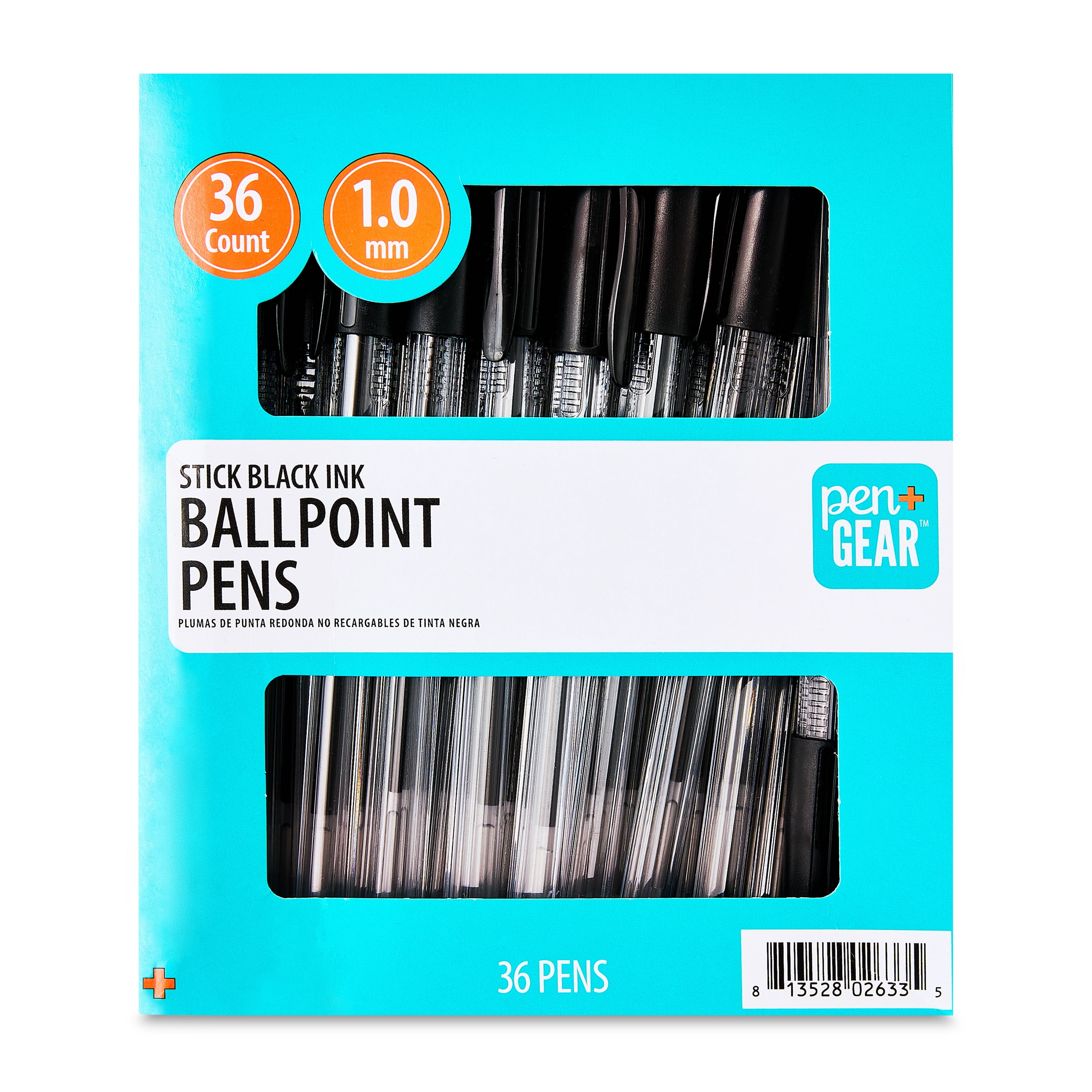 (2 pack) Pen+Gear Ballpoint Stick Pens, 1.0 mm, Black, 36 Count