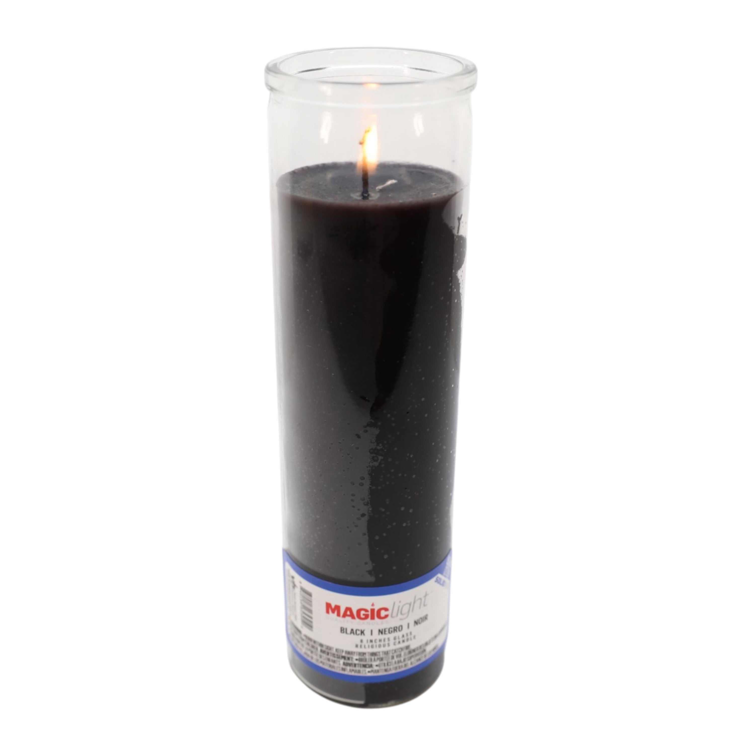 (4 pack) MagicLight Religious Candles 9.6 oz - Clear Glass Jar, Unscented Black Wax