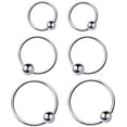 thumbnail image 1 of 20G Sterling Silver Ball Bead Sleeper Small Hoop Earrings Tragus Cartilage Nose Rings Septum Piercing Hoops, 1 of 6