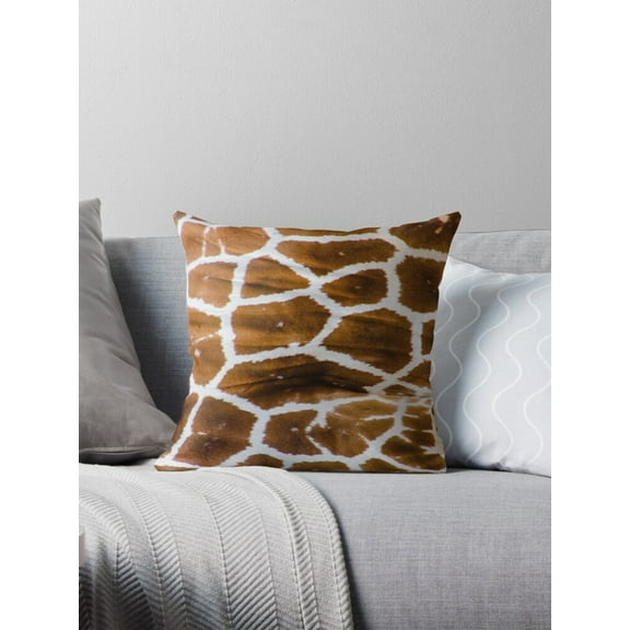 Ryan; Safari Giraffe Skin Pattern Throw Pillow with Natural Print for Jungle-Themed Decor, Wildlife Room or Modern Animal-Print Accent