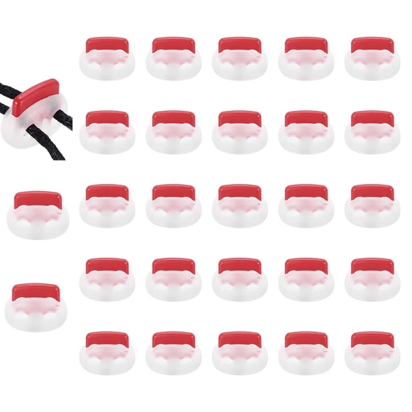 Uxcell 25 Pcs Bloqueo de Cuerda de Plástico con Resorte, Toggles de Doble Orificio Clip Final Detenedor, Transparente + Rojo