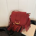 thumbnail image 4 of Bolso Bandolera Mujer Ante Con Borlas Moderno, 4 of 9