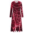 thumbnail image 4 of WFJCJPAF 2024 New Halloween Clearance! Halloween Dresses for Women Plus Size,Women's Fashion Casual Printed Long Sleeve Round-Neck Dress - Red M, 4 of 5