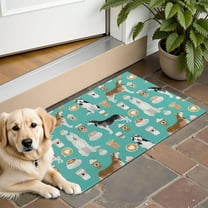 Husky and Coffee Door Rugs,Washable Non Slip Door Mats Indoor,Decorative Door Mats,Entry Mat Indoor for Entrance,Bedroom,Kitchen,Bathroom,16"x24"
