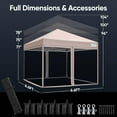 thumbnail image 4 of Quictent 6.6x6.6 ft Ez Pop up Canopy with Mosquito Netting Instant Setup Screen House Room Tent Waterproof with Roller Bag (Tan), 4 of 9