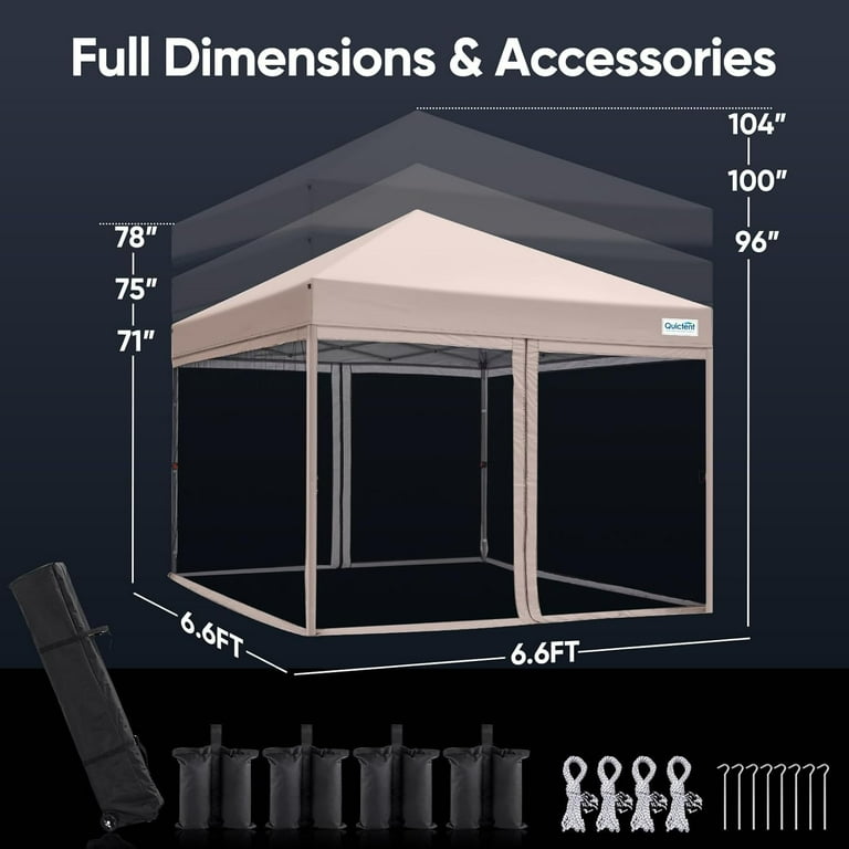 Quictent 6.6x6.6 ft Pop-up Canopy Tent, Mosquito Netting