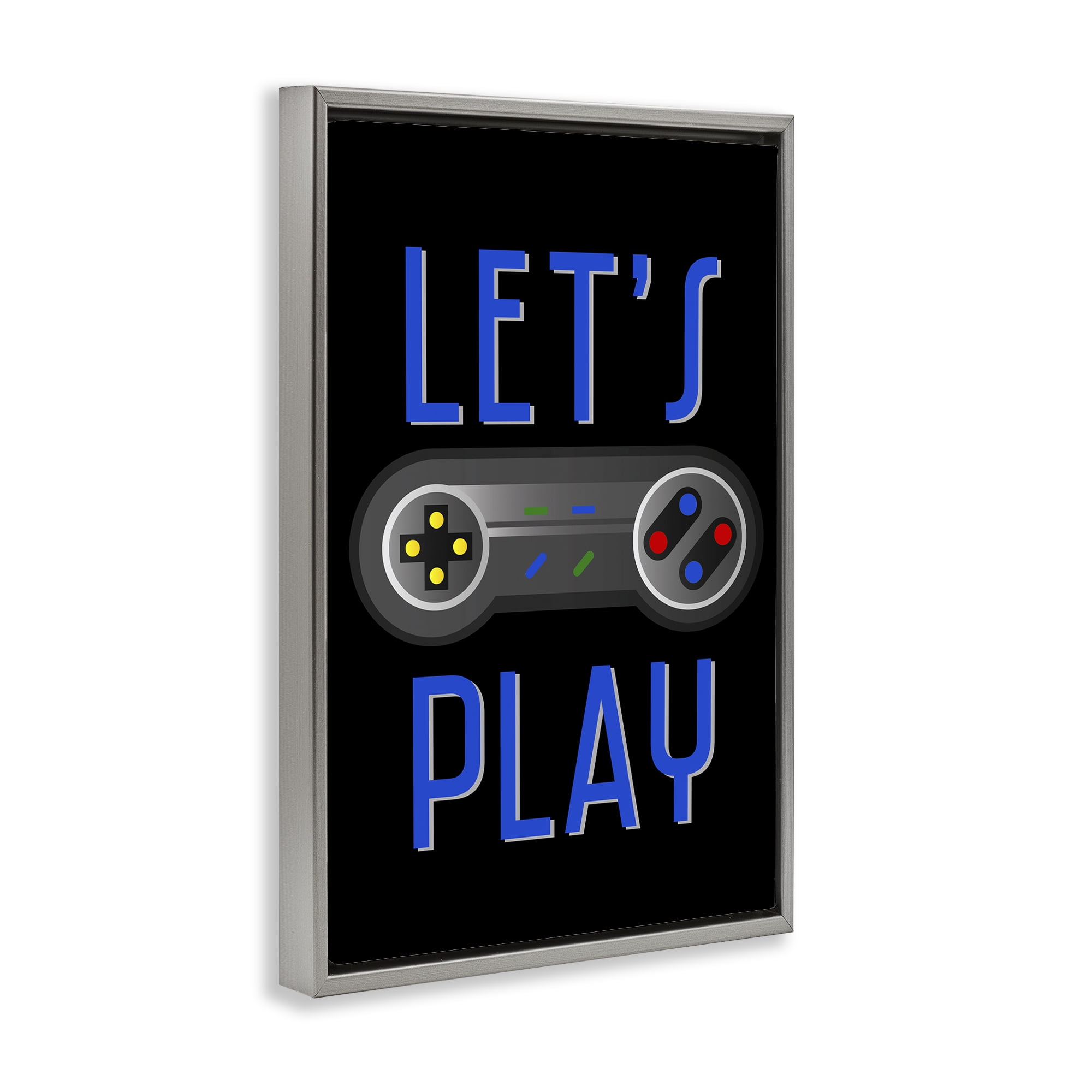 Stupell Industries Vintage Lets Play Games Typography Painting Gray Floater Framed Art Print Wall Art, 21 x 31