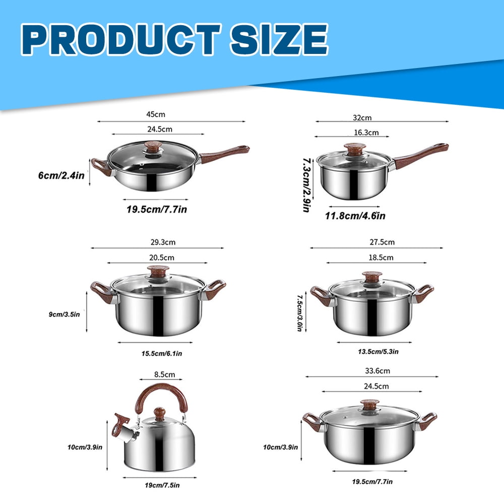 Tebru 12 Piece Nonstick Stainless Steel Cookware Set