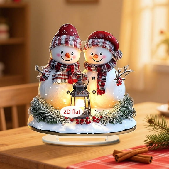 Weekly flyer karymi Festive 2D Acrylic Snowman Christmas Decoration with Base Tabletop Display for Home and Office Holiday Decor Seasonal Ornament Christmas Party Favors up to 90% off