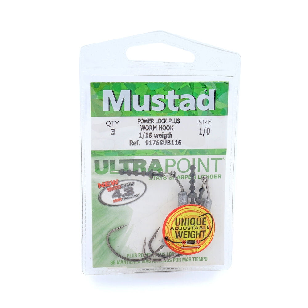 Mustad 91768UB18-1/0-3U UltraPoint Power Lock Plus Weighted Straight