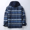 thumbnail image 2 of Chaqueta tipo camisa para hombre, con capucha extraíble, a cuadros, acolchada y forrada, abrigos de invierno, sudadera gruesa, ropa de abrigo, camisas para hombre, 2 of 5