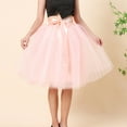 thumbnail image 2 of Women Carnevale Midi Tutu Skirt Solid Color High Waist Fashionable Bow Belt Tiered Layered Tulle Skirts Knee Length Prom Party Wedding Dance Dailywear Beach Vacation Clothes, 2 of 6