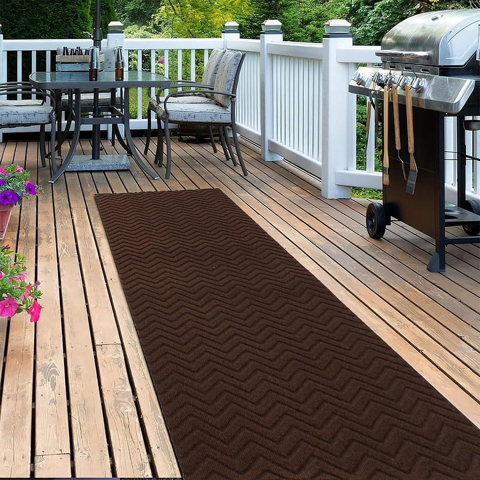 Goasis Lawn 4' x 18' Brown Runner Rug Indoor Non Slip Carpet for Entryway Kitchen Laundry Garage