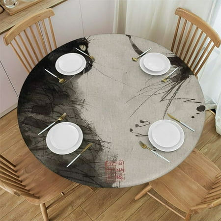 

Cat Dragon Writing Round Table Cover Stain Resistant Washable Indoor Outdoor Tablecloth Kitchen Dining Wedding Parties 100% Polyester Fiber 31-35