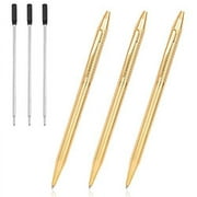 Cambond Ballpoint Pens, Gold Pen Stainless Steel Nice Pens for Guest Book Uniform Gift - Black Ink (1.0mm Medium Point), 3 Pens with 3 Extra Refills (Gold) - CP0103