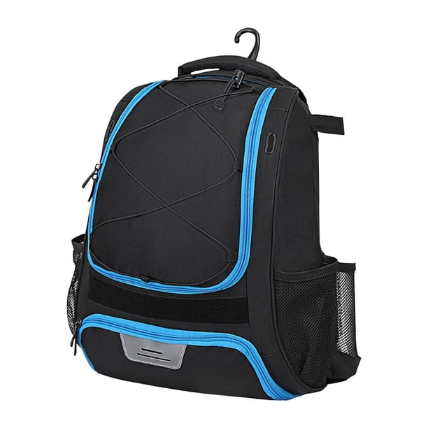 Mochila de béisbol bolso de softbol versátil para chicas de fútbol de voleibol azul negro