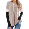 thumbnail image 1 of Women Color Block Long Sleeve Drawstring Hooded Sweatshirt Top, 1 of 6