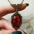 thumbnail image 4 of BQBQERT Red Charm Necklace Vintage Oval Pendant Necklace Fashion Jewelry Gothic Necklace Accessory for Women, 4 of 7