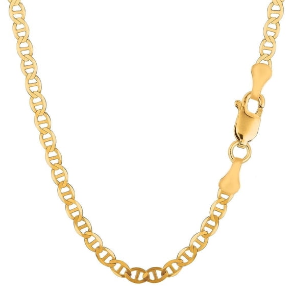 14K SOLID Yellow Gold The Diamond Deal Unisex 14K SOLID Yellow Gold 4.5mm Shiny Mens Mariner-Link Chain Necklace ( 18" inch)