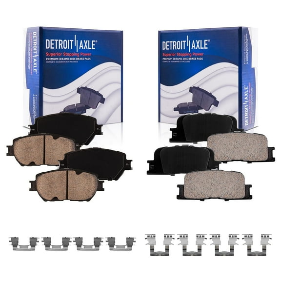 Detroit Axle - Brake Pads for 2002 2003 2004 2005 2006 Toyota Camry, Front and Rear Ceramic Brake Pads w/Hardware Replacement