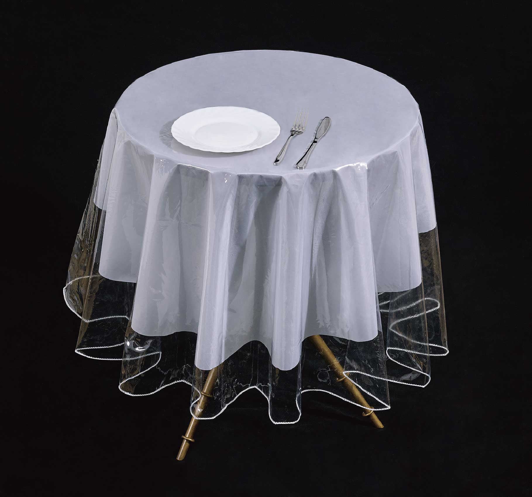 Clear Vinyl Tablecloth Plastic Table Protector 60 Inch Round Thick Spillsproof 
