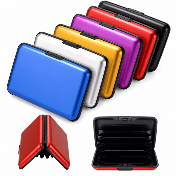 RAIRSKY Waterproof 6 Slots RFID Blocking Credit Card Protector Aluminum ID Case Hard Shell Business Card Holder Metal Wallet for Men or Women