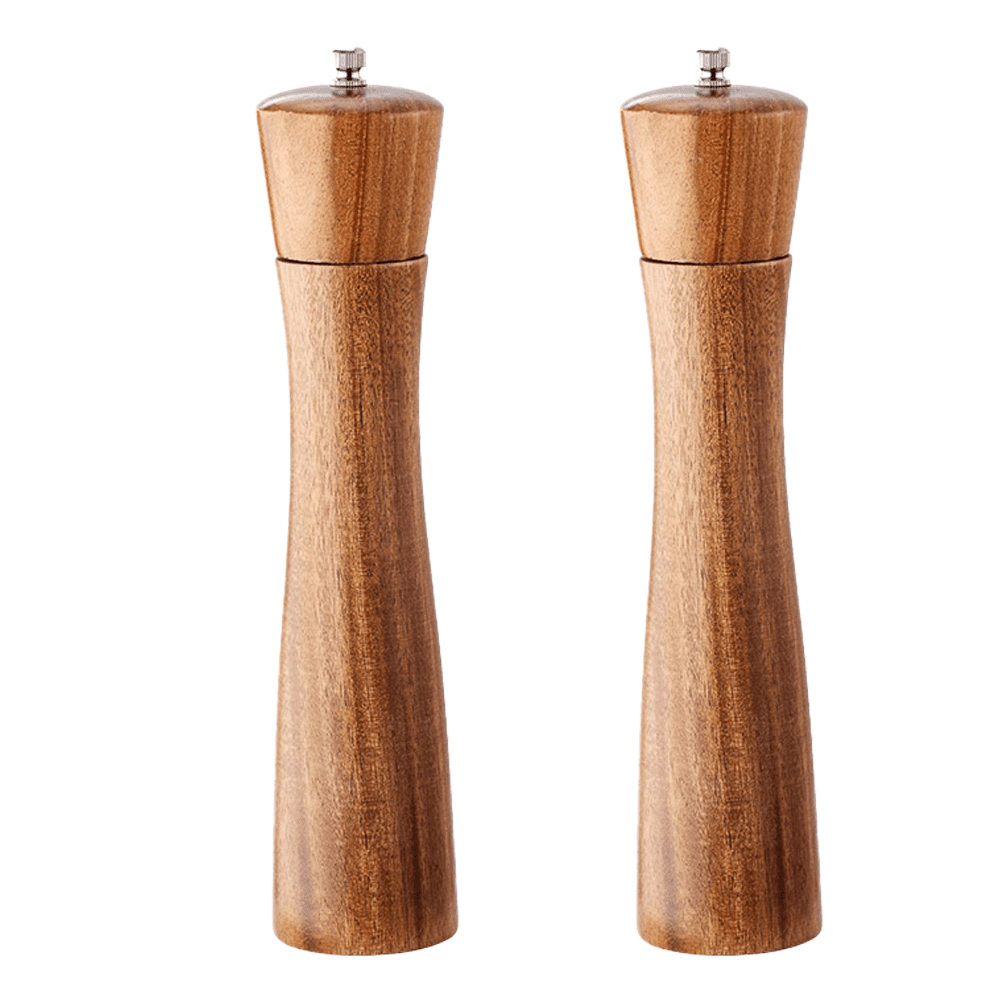 Finnhomy Salt and Pepper Grinder Set, Acacia Wood Adjustable Coarseness Pepper  Mill with Wooden Stand, Cleaning Brush & Spoon, Pepper Grinder Refillable,  2 Pack Salt and Pepper Shakers, 8.5 Inches price in