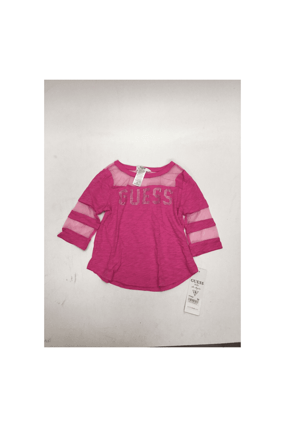 Kids Long Lace Cotton Pink Sleeved Top, Size 3T
