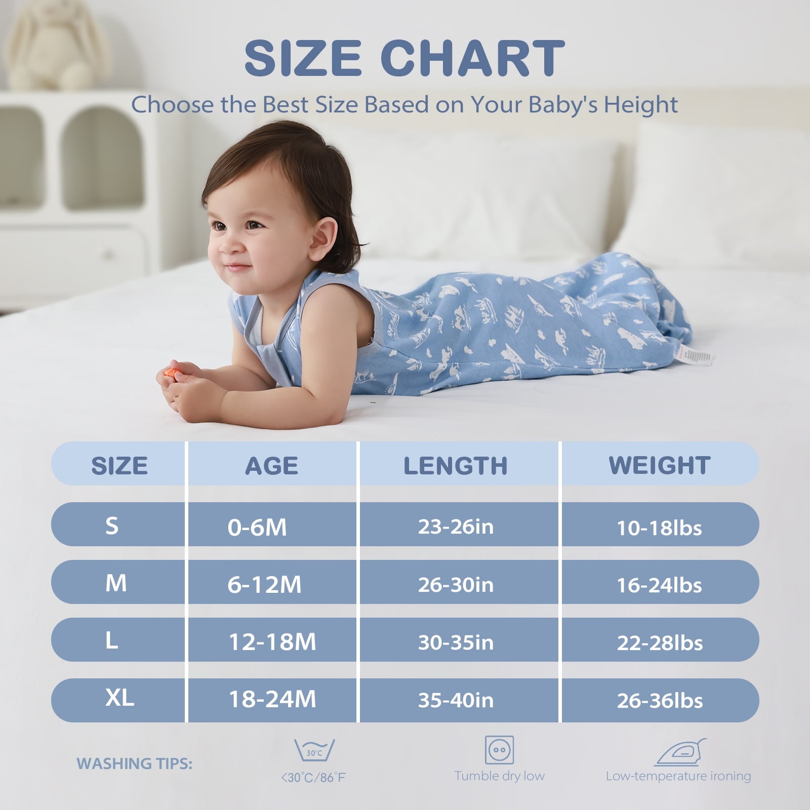 Mosebears 3Pcs 0.5 Tog Baby Sleep Sack 0-6 Months 100% Cotton Unisex Baby Wearable Blanket With 2-way Zipper