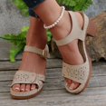 thumbnail image 2 of Dress Sandals for Women 2025 Boho Beach Casual Leather Platform Block High Heel Dressy Sandals Ladies, 2 of 8