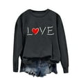 thumbnail image 4 of Yteetum Valentine's Day Sweatshirts for Women Oversized Crewneck Valentines Heart Graphic Print Sweatshirt Womens Casual Plus Size Round Neck Loose Comfy Sweatshirt Fall Spring Clothes Valentine Gift, 4 of 5